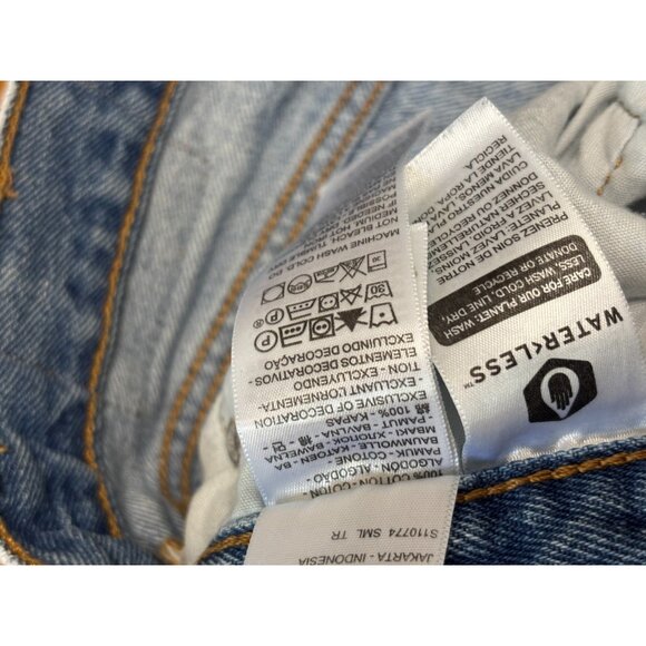 Levi's Womens 501S Skinny Jeans Sz 29 (29x32) Blue Distressed Denim Button Fly - Picture 8 of 9